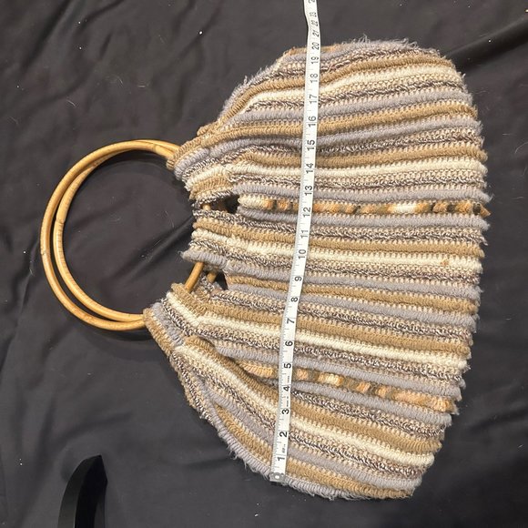 Vintage Knapp Sacs Of California 1970’s Knit Round Wood Handle HandBag - Picture 11 of 14